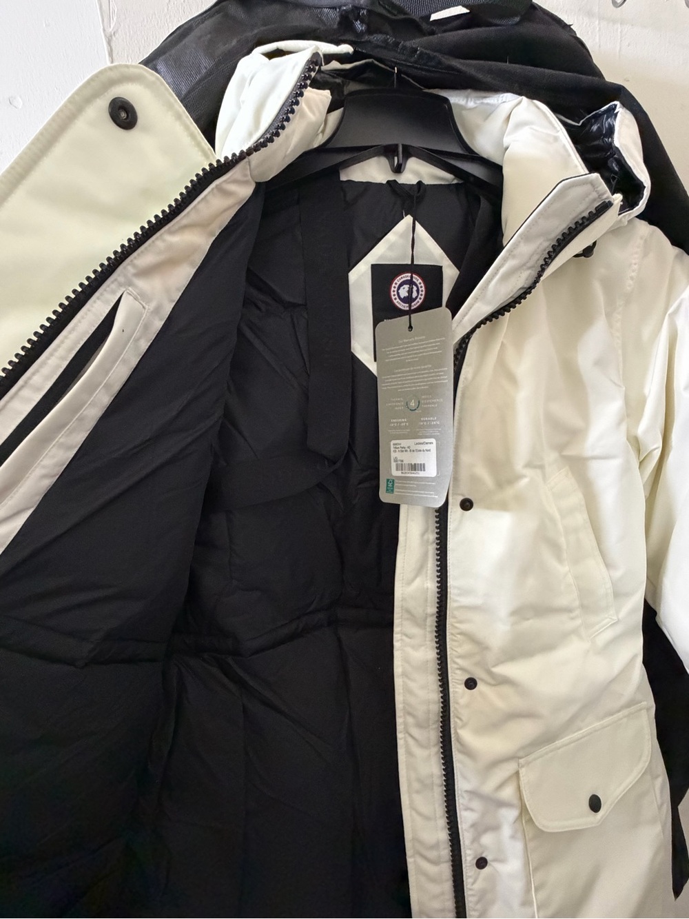 Canada Goose White and Black Insulated Parka with Hood - Picture 3 of 7